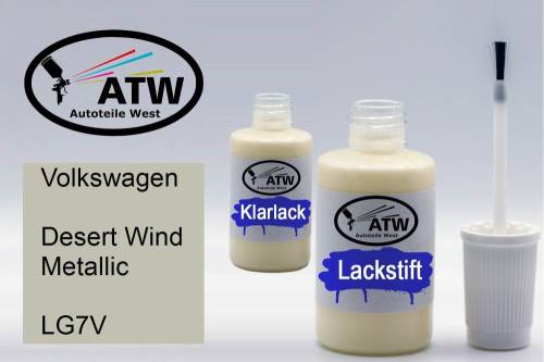 Volkswagen, Desert Wind Metallic, LG7V: 20ml Lackstift + 20ml Klarlack - Set, von ATW Autoteile West.